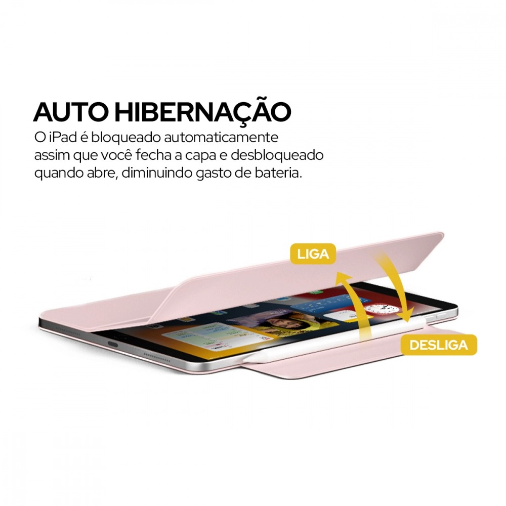 Capa para iPad 10ª Geração 10.9 Polegadas polegadas 2022 WB Magnética Ultra Fina com Compart. p/ Pencil Rosa
