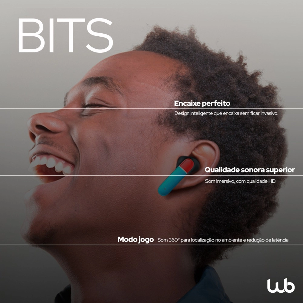 Fone de Ouvido Bluetooth Gamer in-ear sem fio WB Bits