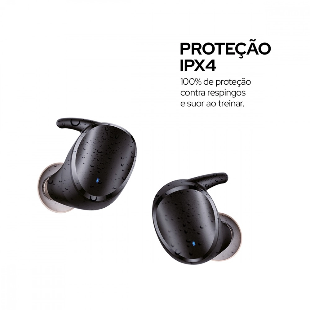 Fone de Ouvido in-ear Bluetooth WB Liv TWS com gancho auricular emborrachado, IPX4