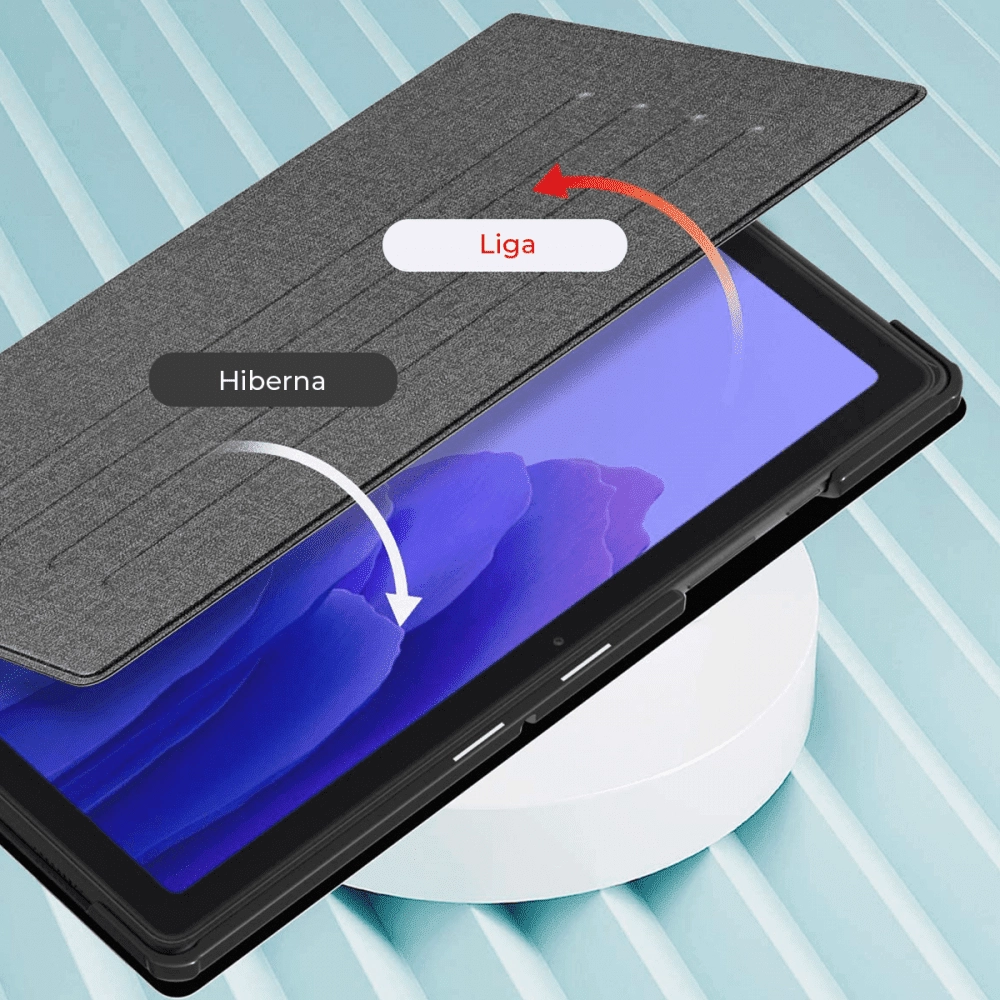 Capa Tablet Samsung Galaxy Tab A7 10.4 Polegadas WB Apoio Multiangular Auto hibernação Slim Tecido Preto