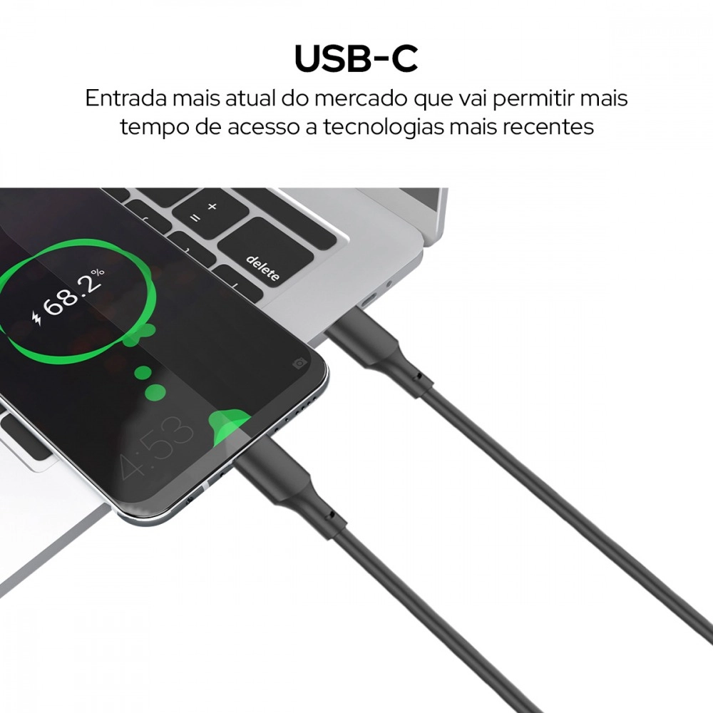 Cabo USB-C para USB-C 60W WB 1 metro Nylon Trançado Compatível com Android