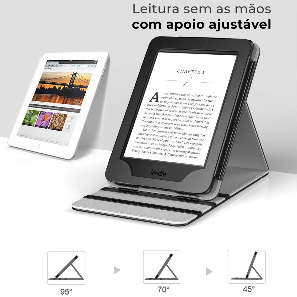 Capa Novo Kindle Paperwhite 11ª Geração 2021 tela 6,8 Polegadas WB Premium Vertical Silicone Flexível Auto Hibernação e Sensor Magnético Preta