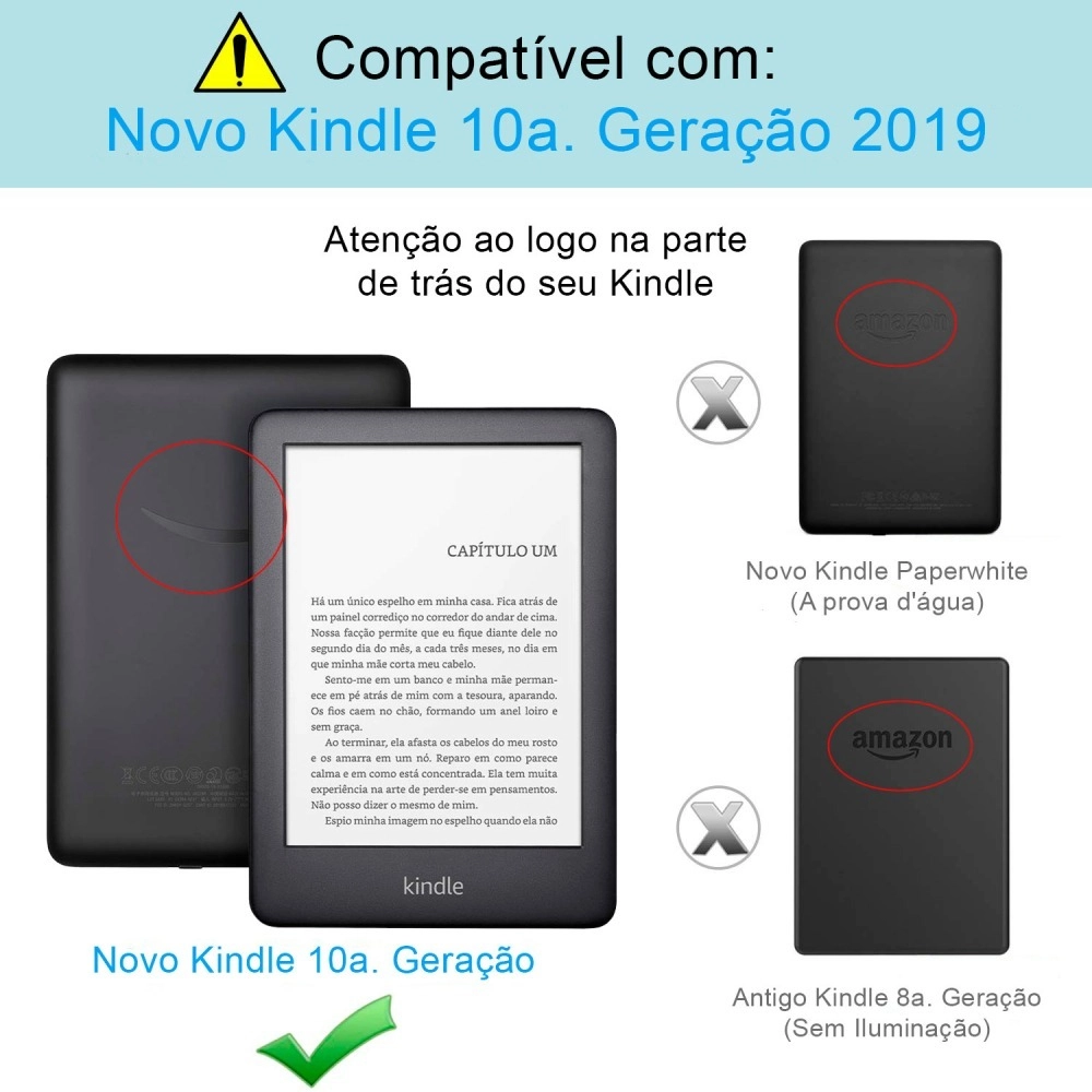 Capa Kindle 10a Geração WB Ultra Leve Silicone Flexível Auto Hibernação e Fecho Magnético Love Is Love