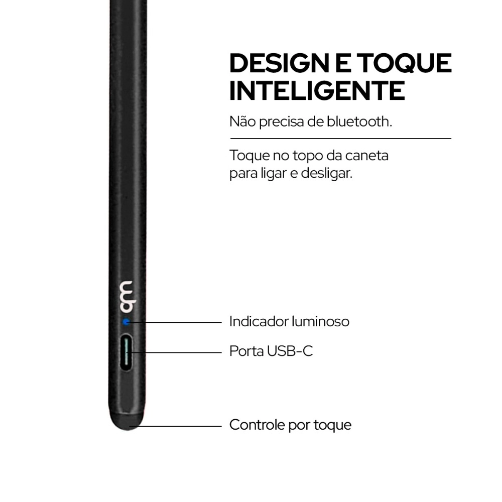 Caneta Pencil WB Para iPad com Palm Rejection e Ponta de Alta Precisão 1.0mm