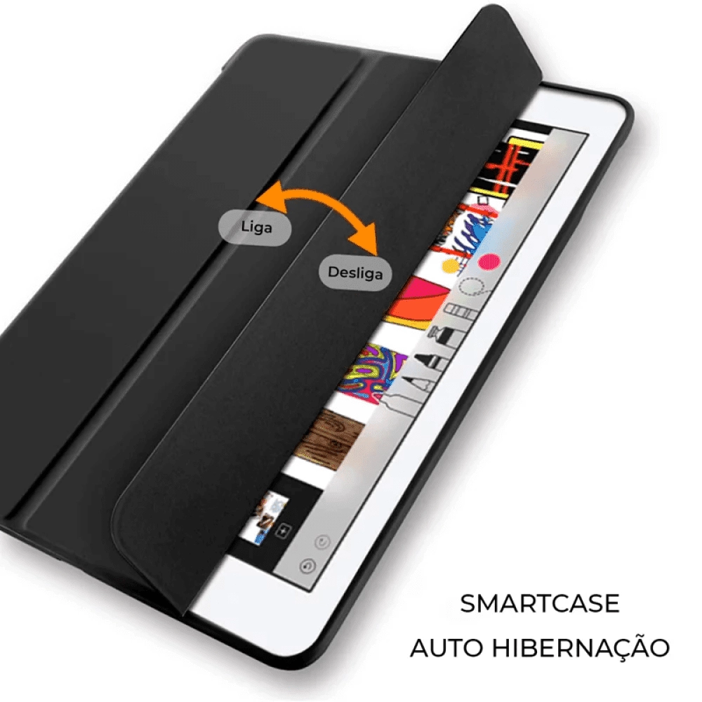 Capa iPad 7a, 8a e 9a Geração 10.2 Polegadas WB Premium Slim Antichoque com Compart. para Pencil Preta