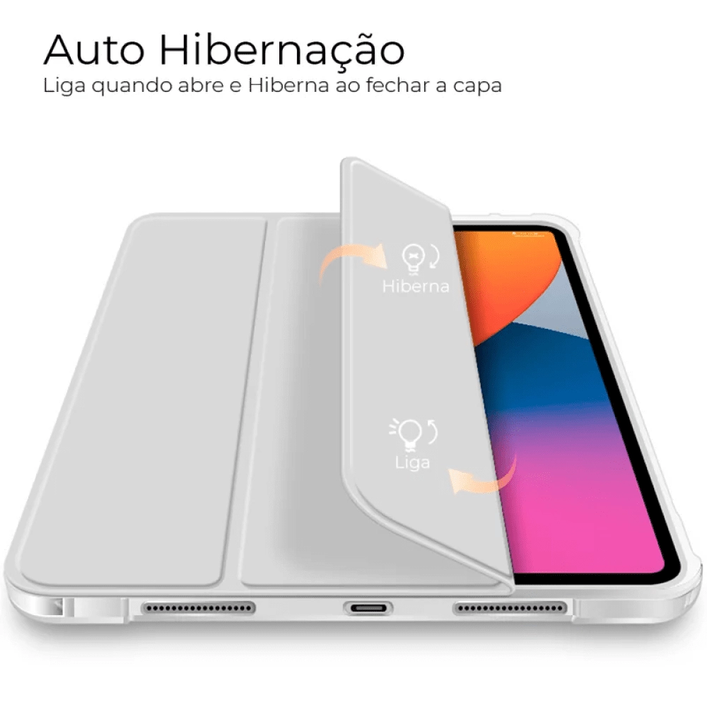 Capa iPad Air 4ª e 5ª Geração 10.9 Polegadas WB - Ultra Leve Auto Hibernação Antichoque Cinza