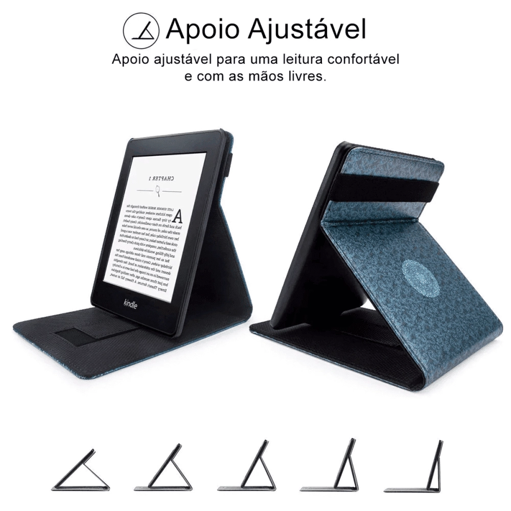Capa Kindle Paperwhite 10a Geração WB Alça Elástica e Auto Hibernação Freedom Mandala Azul