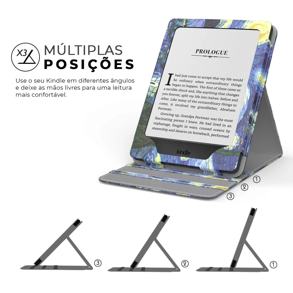 Capa Novo Kindle 11ª geração - 2022 tela 6,0  PolegadasWB Vertical Silicone Flexível Sensor Magnético Van Gogh