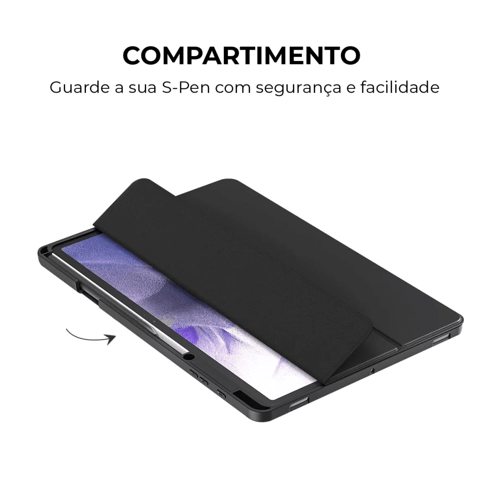 Capa Samsung Galaxy Tab S7 FE 12.4 Polegadas 2020 WB Ultra Leve Silicone Flexível Preta