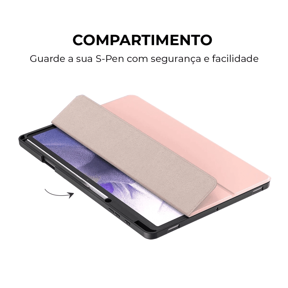 Capa Samsung Galaxy Tab S7 FE 12.4 Polegadas 2020 WB Ultra Leve Silicone Flexível Rosa Gold