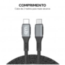 Cabo Turbo USB-C 100W WB 2 metros nylon trançado compatível com Android e IOS Preto